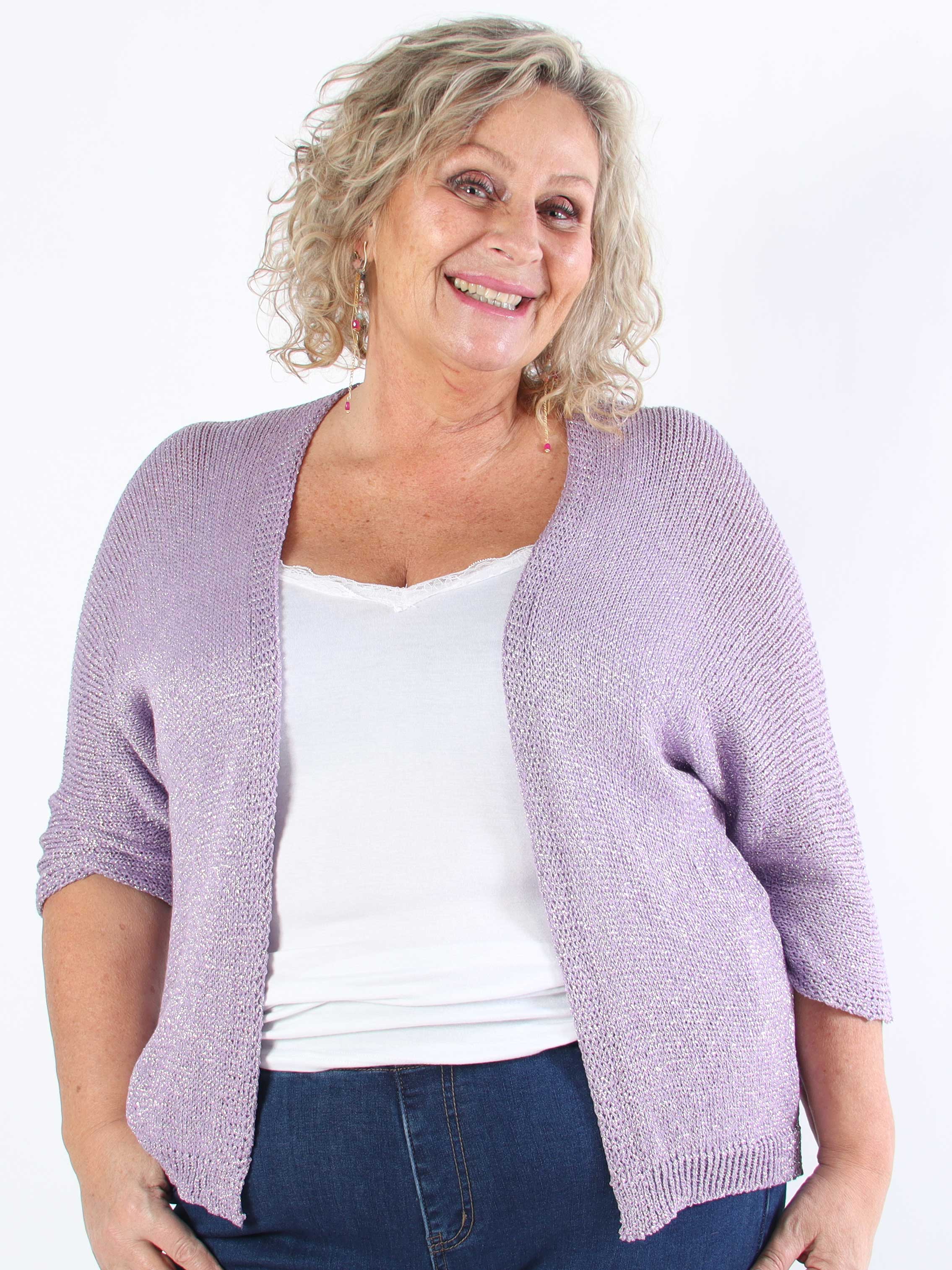 Mariela - Söt plus size-kofta i viskos med glittertrådar